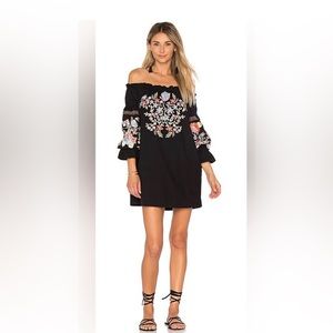 Free People Fleur de Jour embroidered off the shoulder mini dress